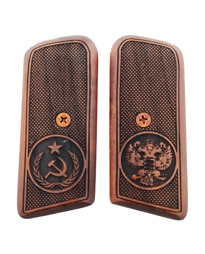 Tokarev Tt-33 Beechwood Grips - Soviet &Amp;Amp; Russian Emblems