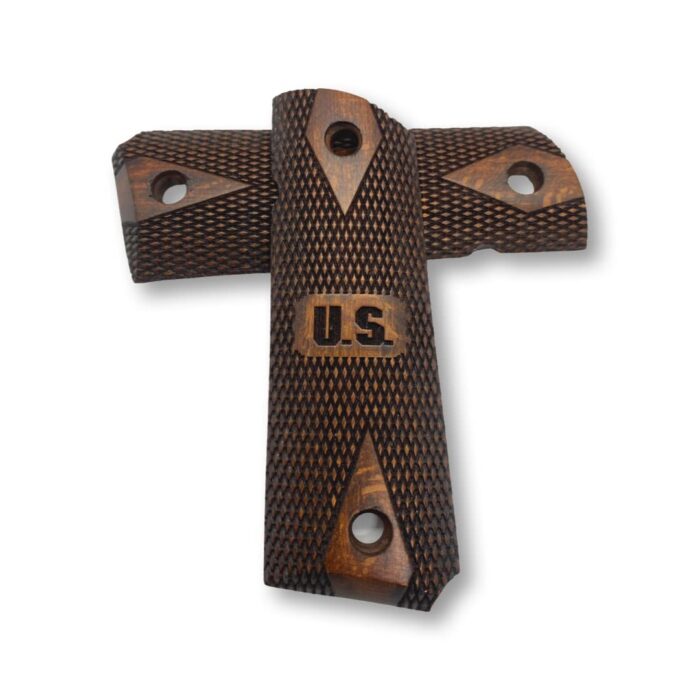 Walnut Grips For 1911 – Diamond Weave Textured Design - Image 2