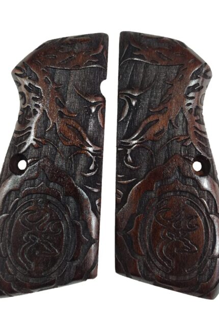 Flourish and Scroll Beechwood Grip : Transform Your Browning Hi-Power