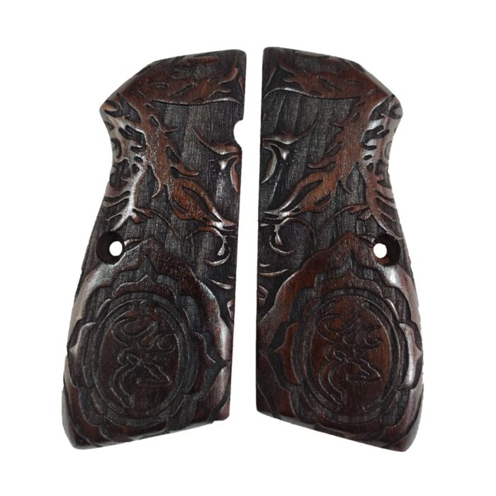 Flourish And Scroll Beechwood Grip : Transform Your Browning Hi-Power