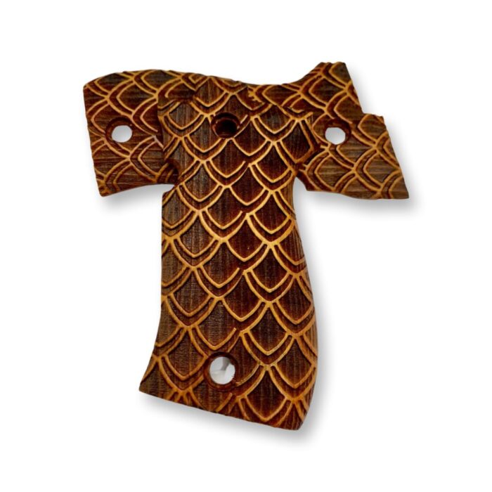 Beech Wood Pistol Grip For Beretta F 81  - Overlapping Scales Pattern - Image 3