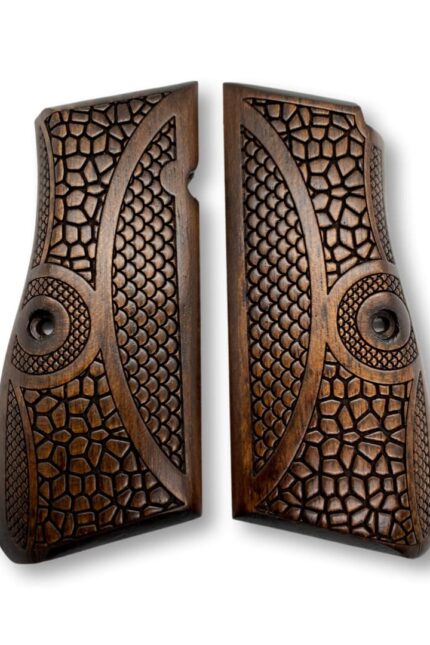 Beechwood Grips with Honeycomb Center and Target Motif