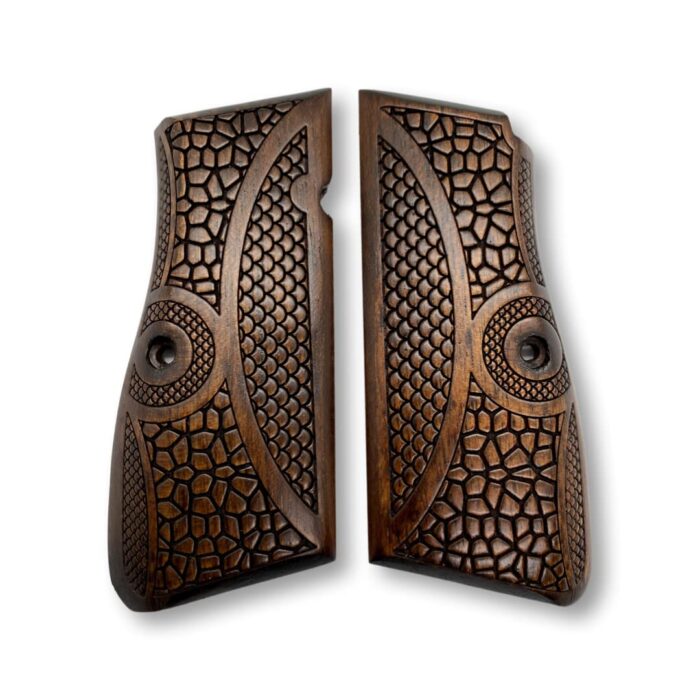 Beechwood Grips With Honeycomb Center And Target Motif