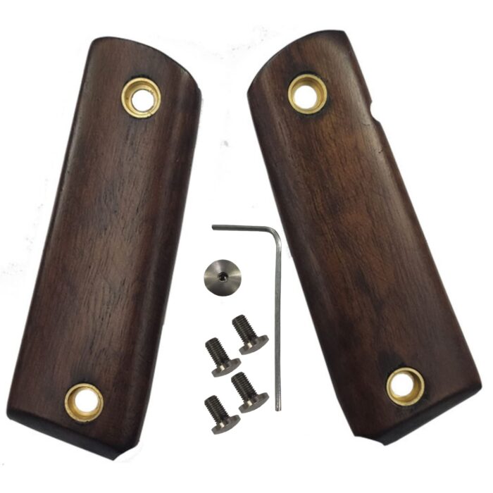 1911 Classic Beechwood Grips - Smooth Finish With Brass Inserts