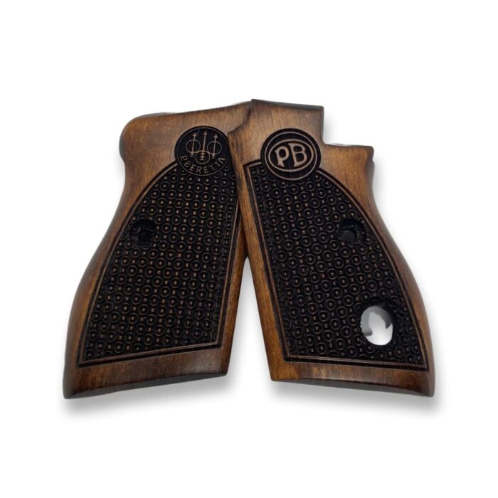 Beech Wood Pistol Grips – Dotted Stipple &Amp; Monogram Pattern For Beretta 70/70S/71 - Image 2