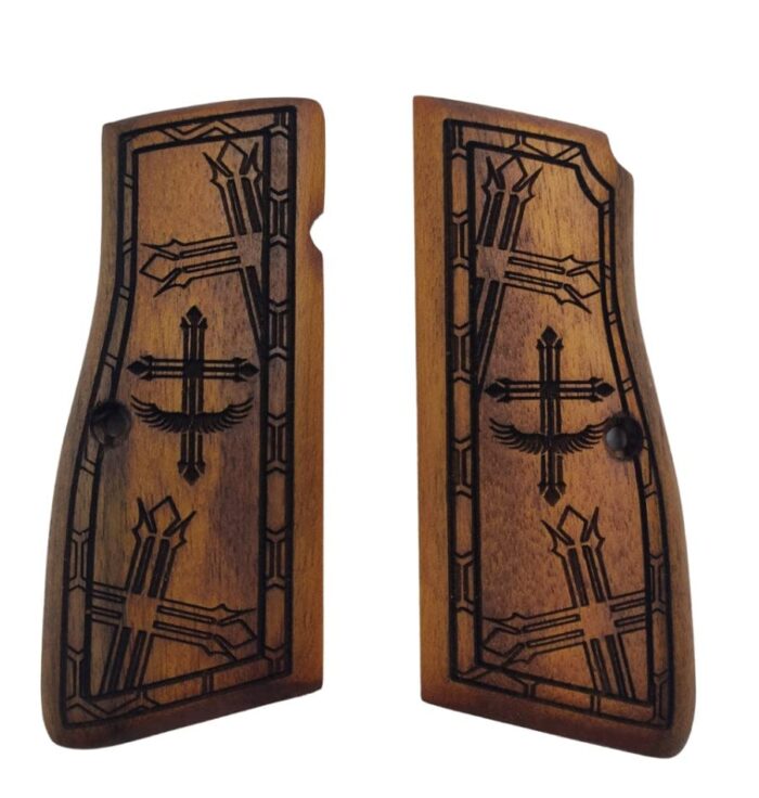 Beechwood Grips With Art Deco Wing