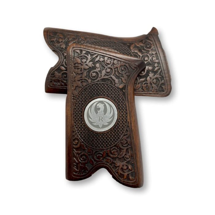 P91 Wooden Pistol Grip Handmade (Metal Logo Walnut | Flower)