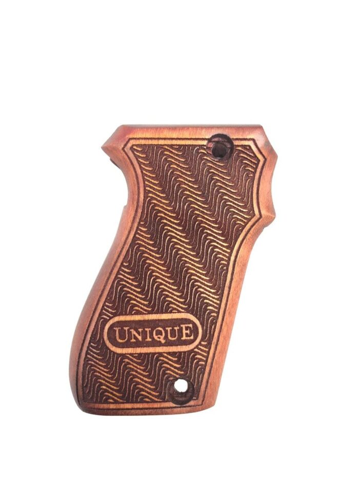 Beech Wood Grip For Unique D Series – Wavy Design With &Quot;Unique&Quot; Label - Image 2