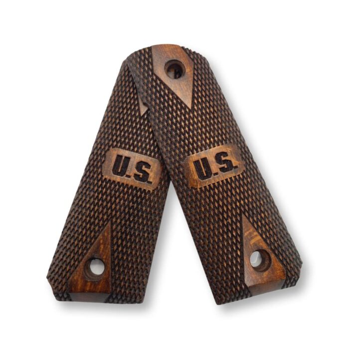 Walnut Grips For 1911 – Diamond Weave Textured Design - Image 3