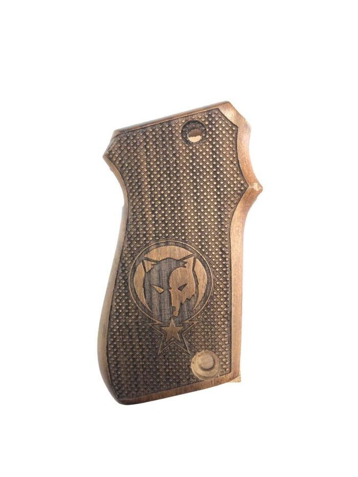 Beech Wood Grip For Unique D Series – Dotted Pattern With Emblem - Image 2