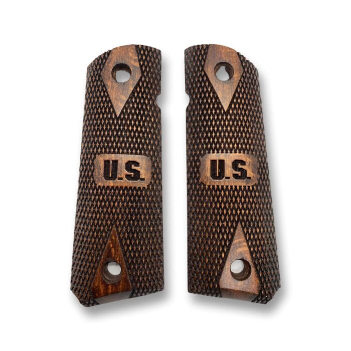 Walnut Grips For 1911 – Diamond Weave Textured Design