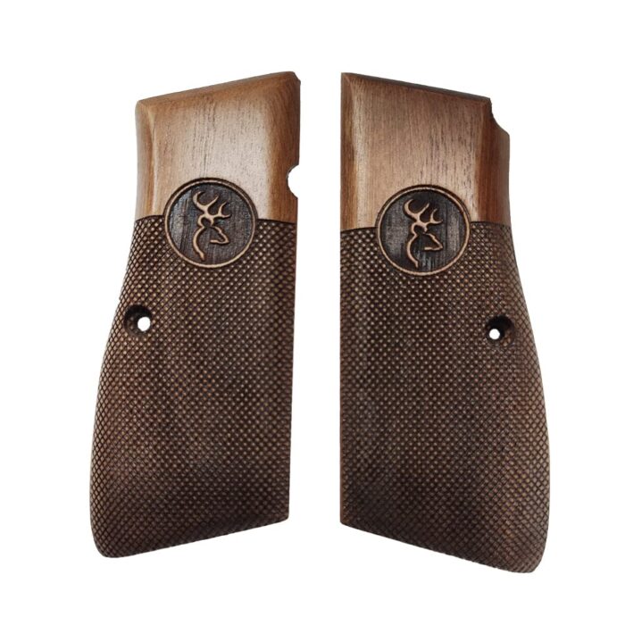 Stagshead And Stipple Beechwood Grip For Browning Hi-Power : Perfect Blend Of Functionality And Style