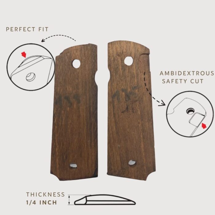 Classic Smooth Grip Enhancement For 1911 Pistols – Beechwood Beauty - Image 3