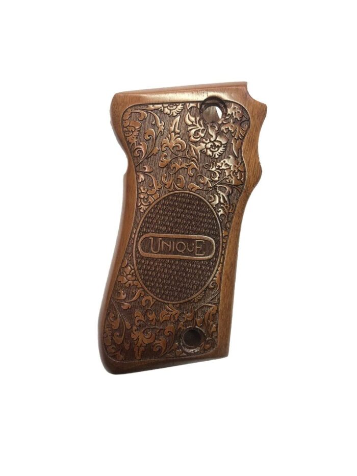 Beech Wood Grip For Unique D Series – Floral Border With &Quot;Unique&Quot; Label - Image 2