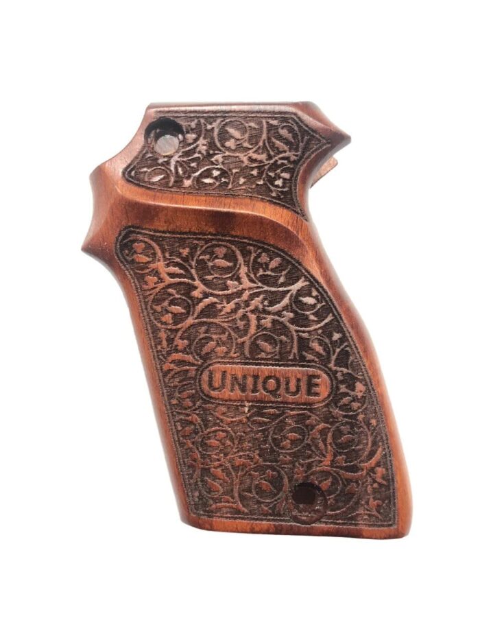 Beech Wood Grip – Floral Swirl Design With &Amp;Quot;Unique&Amp;Quot; Label