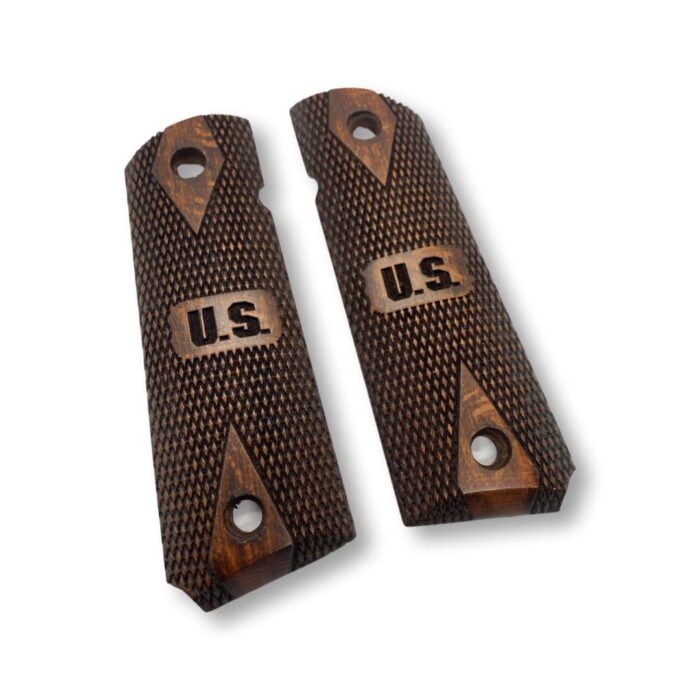 Walnut Grips For 1911 – Diamond Weave Textured Design - Image 4