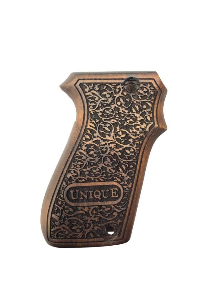 Beech Wood Grip For Unique D Series – Foliage Pattern With &Quot;Unique&Quot; Label - Image 2