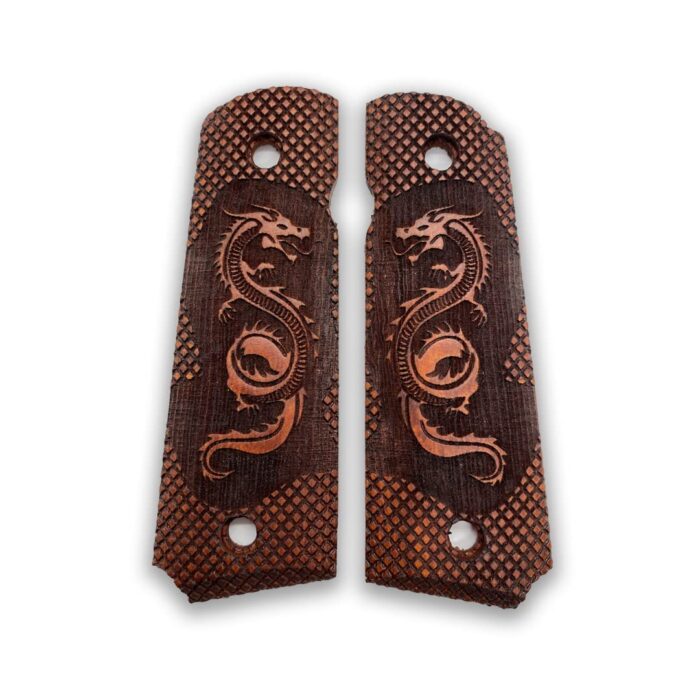 Coiled Dragon Design - Beech Wood Grips For 1911