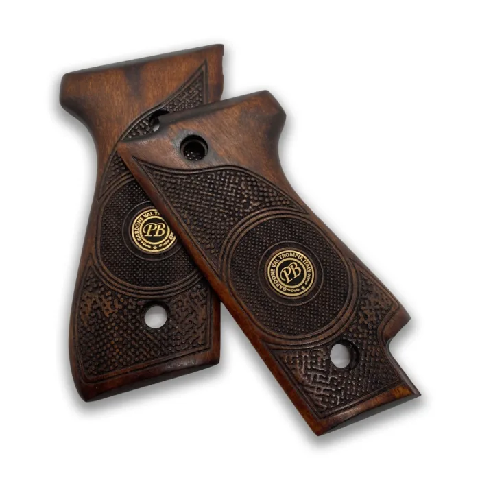 Beech Wood Pistol Grip For Beretta 92S Classic  – Engraved Initials &Amp; Floral Motifs - Image 2