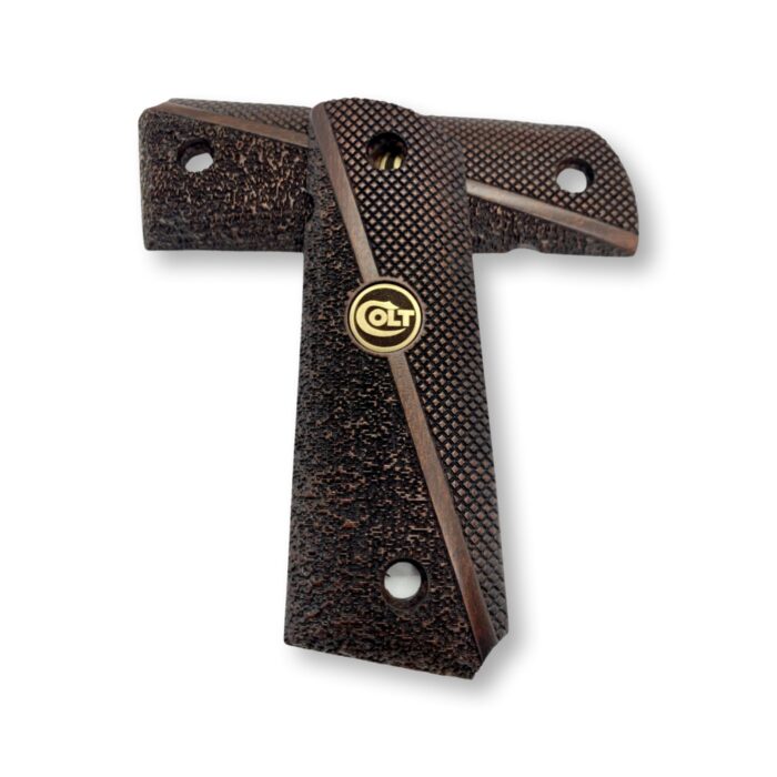 1911 Diamond &Amp; Stippled Beechwood Grips With Olt Emblem - Image 3