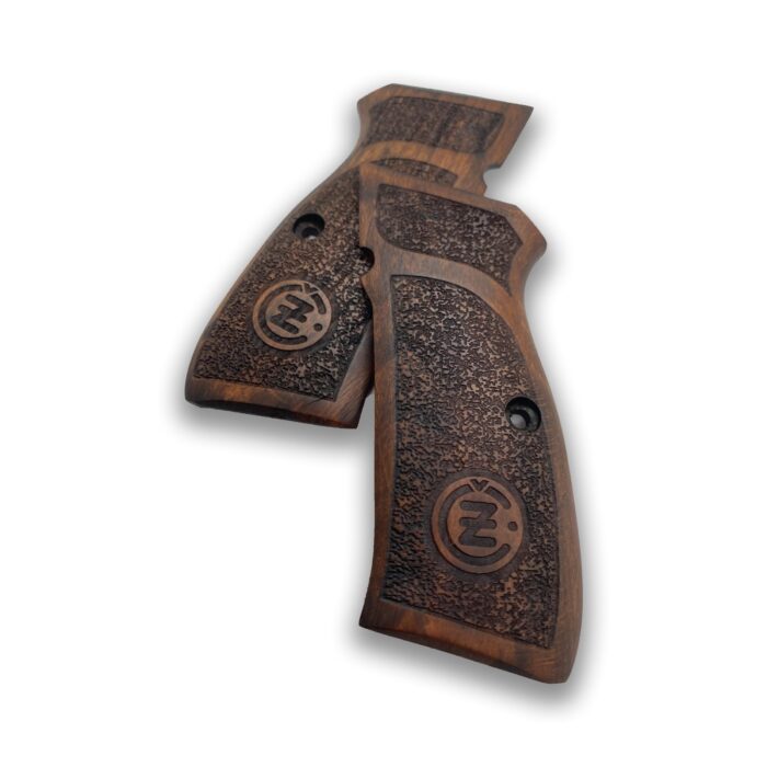 Beech Wood Cz 75 Grips - Speckled Texture With Emblems - Image 2