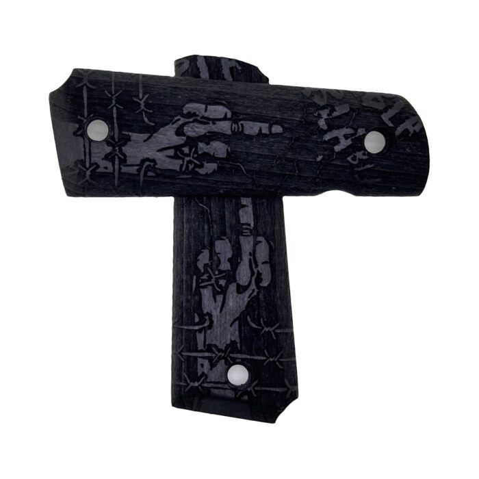 Beech Wood 1911 Grips - Bold Lettering Design - Image 4