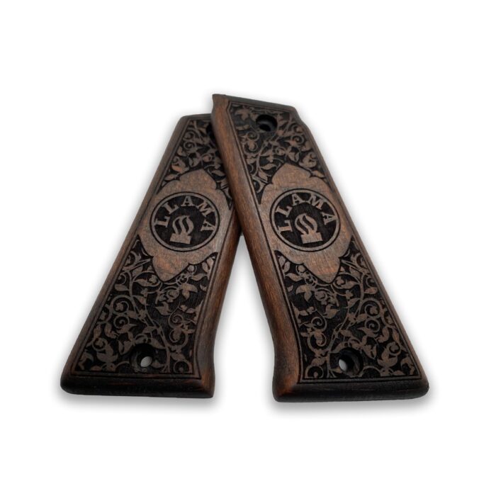 Beech Wood Pistol Grip For Llama 9Mm – Scrollwork Medallion Design - Image 4