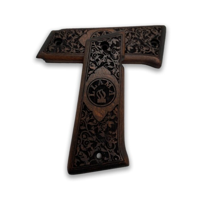 Beech Wood Pistol Grip For Llama 9Mm – Scrollwork Medallion Design - Image 3
