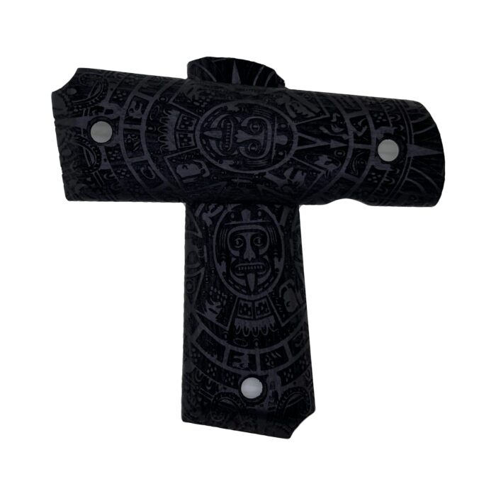Beech Wood 1911 Grips - Tribal Mask Design - Image 4
