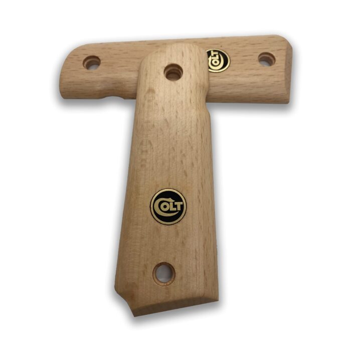 1911 Colt Logo Grips - Natural Beechwood With Bold Emblem - Image 3