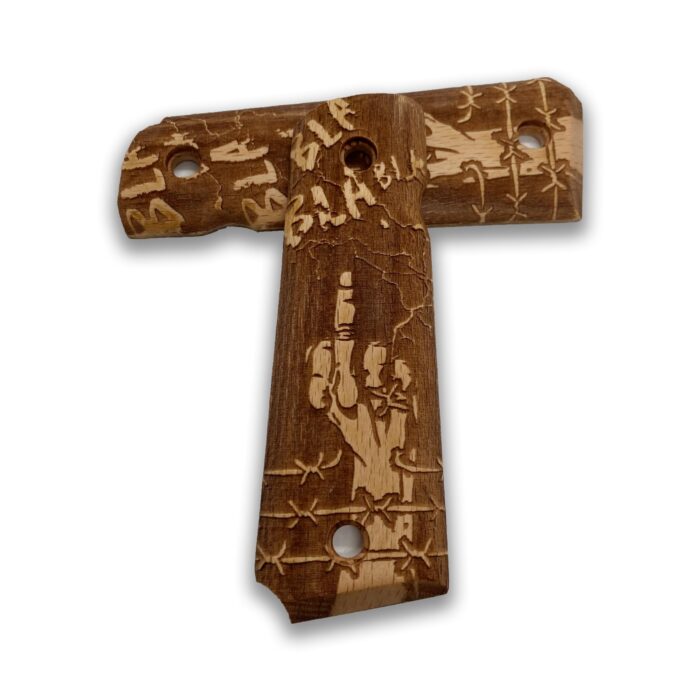 1911 Rebellious Peace Sign &Amp; Stars Beechwood Grips - Image 3