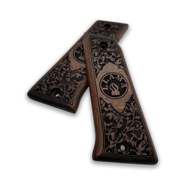 Beech Wood Pistol Grip For Llama 9Mm – Scrollwork Medallion Design - Image 2