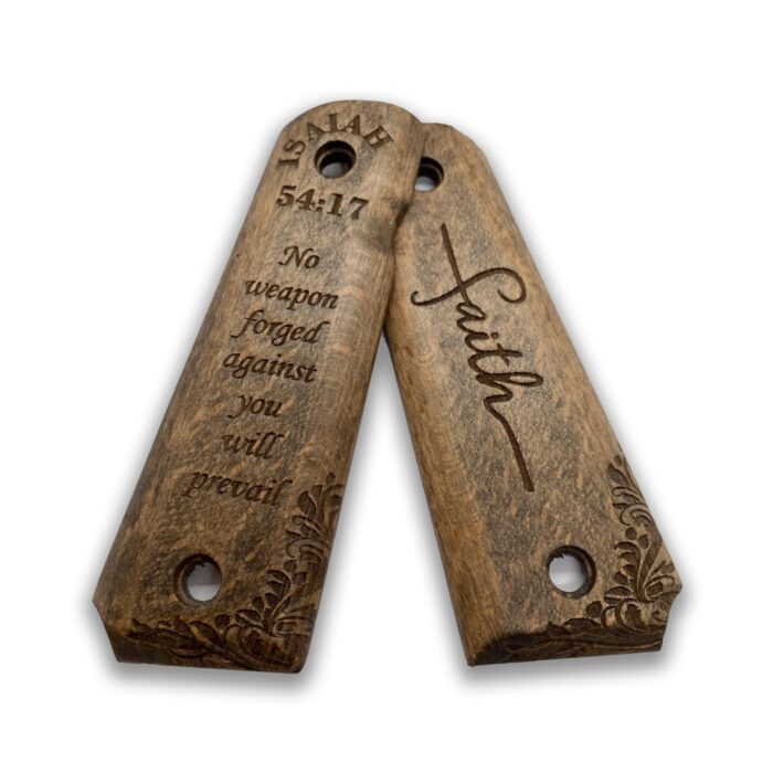 Beech Wood 1911 Grips - Elegant Scrollwork Pattern - Image 4