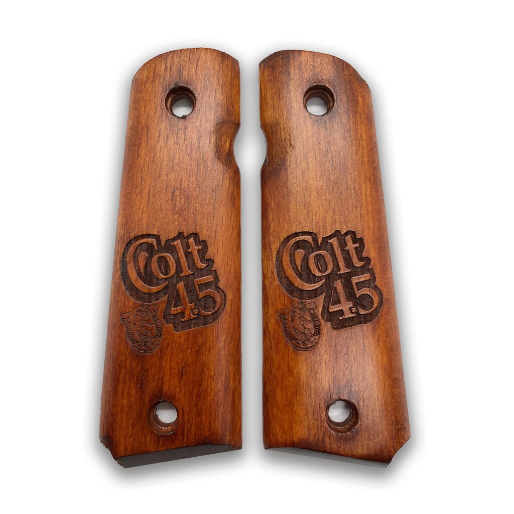 1911 Classic Colt Logo & Text Beechwood Grips