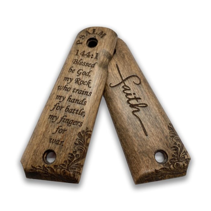 Beech Wood Grips For 1911 – Ornate Scrollwork And Leaf Border - Image 4