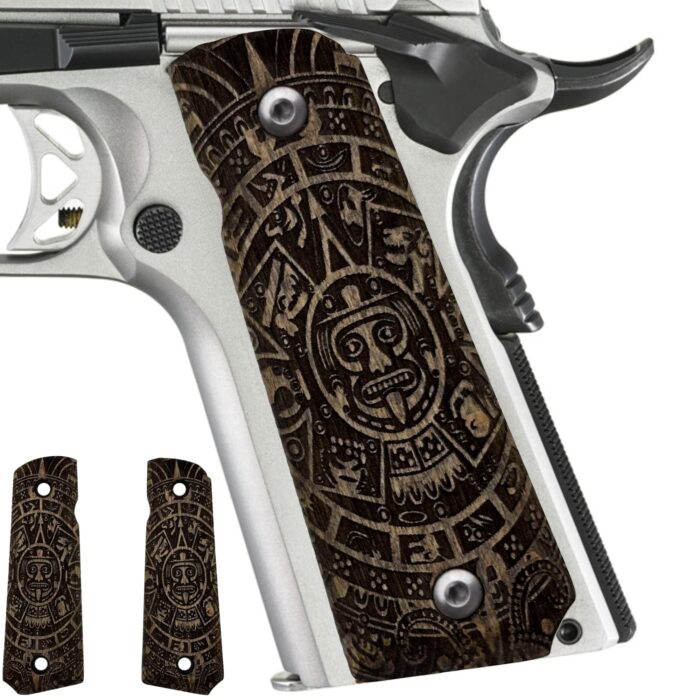 Tribal Spirit Face Design - Beech Wood 1911 Grips