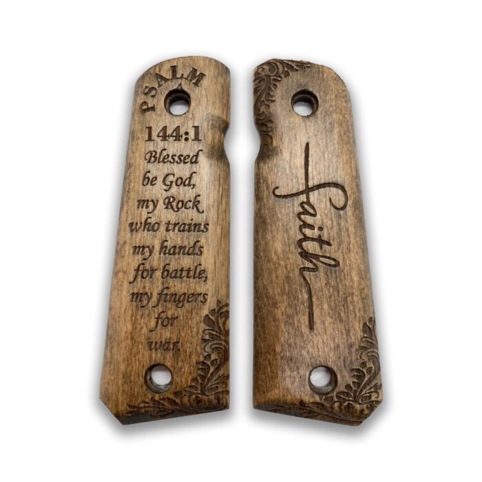 Ornate Scrollwork And Leaf Border - Beech Wood Grips For 1911