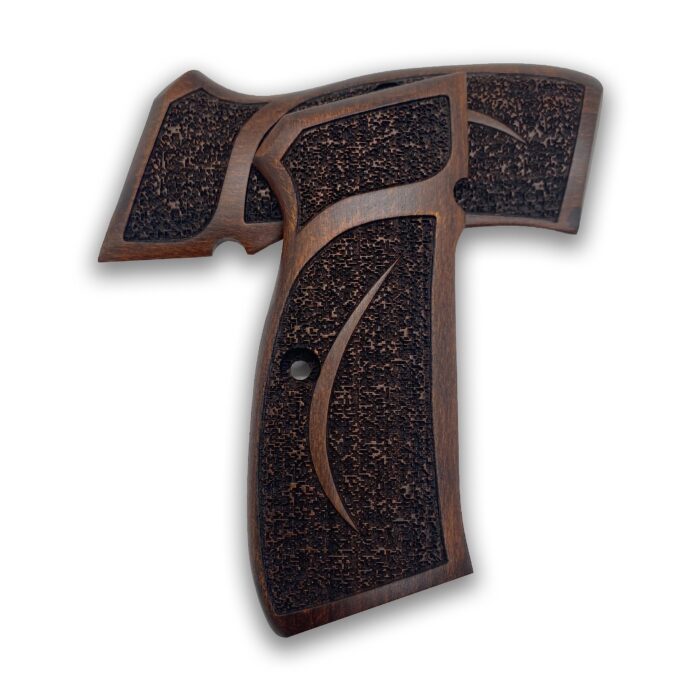 Beech Wood Cz 75 Grips - Crackled Texture With Elegant Borders - Image 3