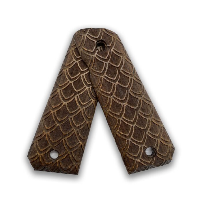 Beech Wood Pistol Grip For 1911 - Armored Scales Pattern - Image 4