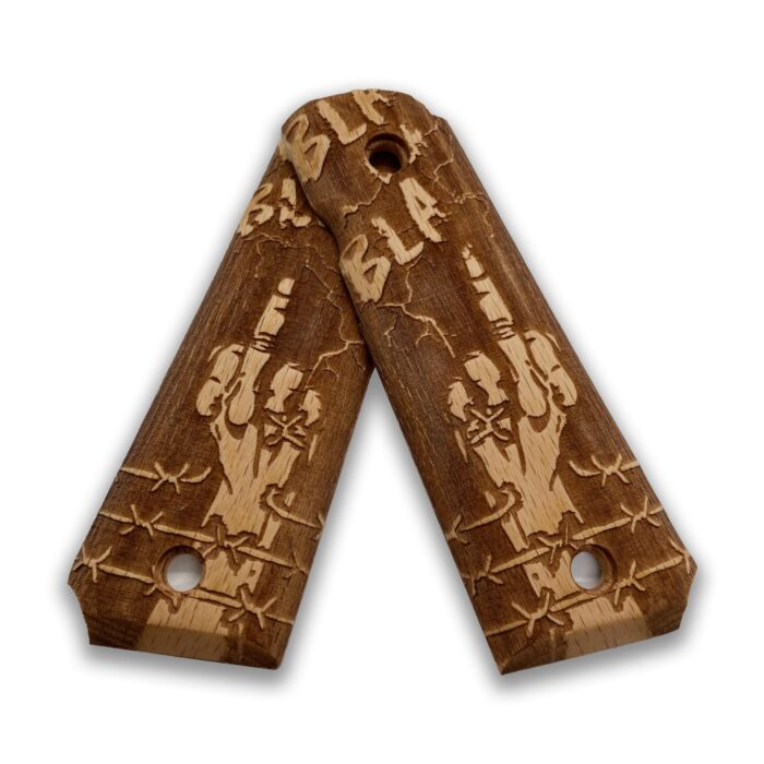 1911 Rebellious Peace Sign &Amp; Stars Beechwood Grips - Image 4