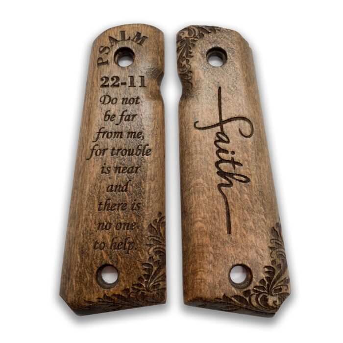 Scrollwork And Leaf Border - Beech Wood Grips For 1911