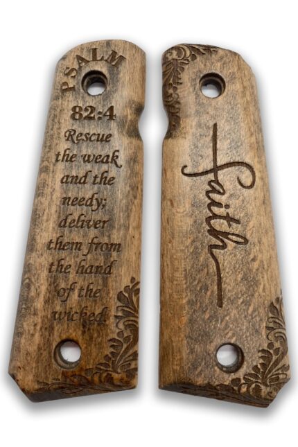 Ornate Scrollwork Design - Beech Wood Grips for 1911