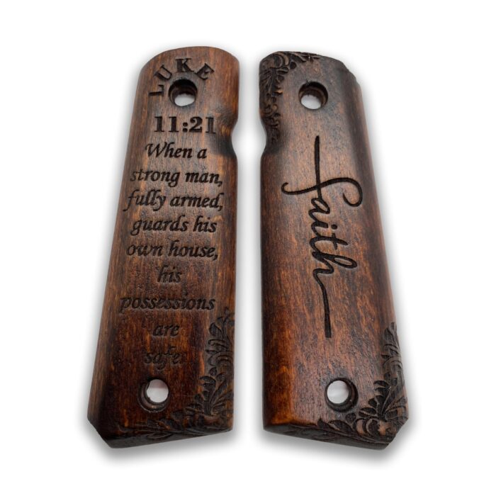 Beech Wood Grips For 1911 – Floral Scrollwork