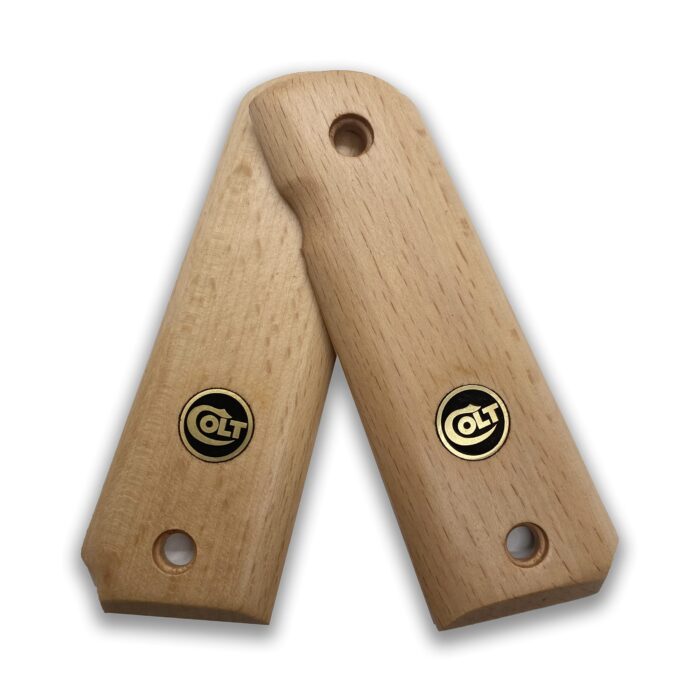 1911 Colt Logo Grips - Natural Beechwood With Bold Emblem - Image 4