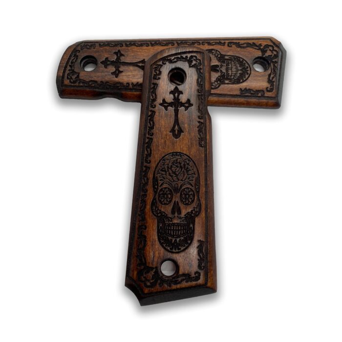 Gothic Series - Skull &Amp; Crossbones Beechwood Grip For 1911 - Image 3