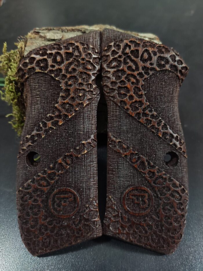 Beech Wood Cz 75 Grips - Animal Print With Diagonal Stripe And Emblems - Image 2