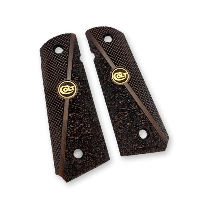 1911 Diamond &Amp; Stippled Beechwood Grips With Olt Emblem - Image 4