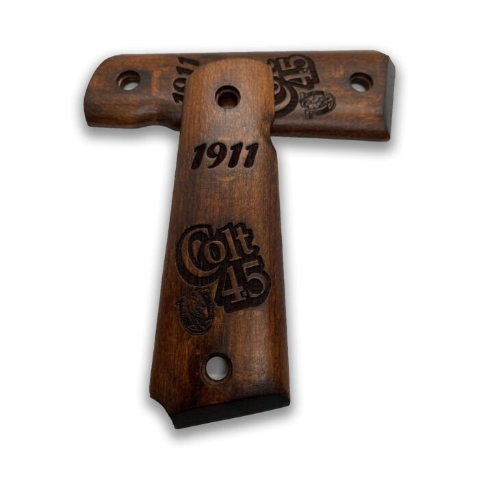 1911 Bold Engraved Colt Logo &Amp; 1911 Beechwood Grips - Image 3