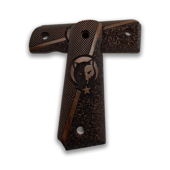 1911 Spartan Helmet &Amp; Diamond Textured Beechwood Grips - Image 3