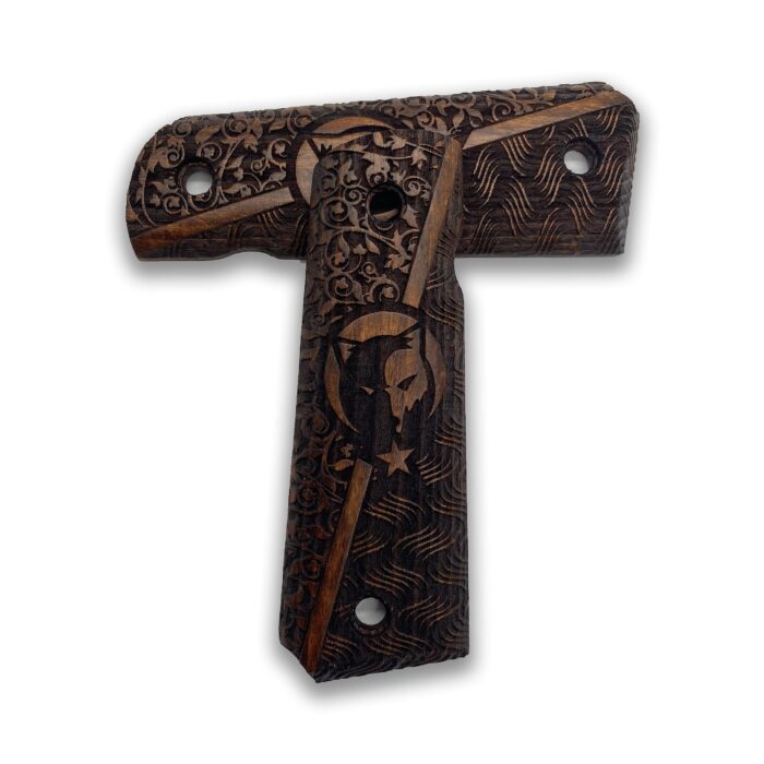 1911 Spartan Shield &Amp; Flame Beechwood Grips - Image 3